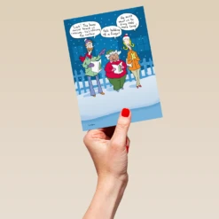 Pod Personalised Funny Christmas Shoebox Cartoon Carol Singers Card -Pod Shop F3005635 hand L