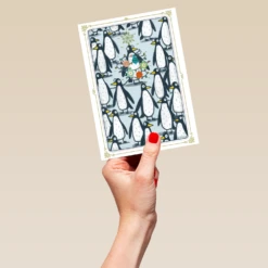 Pod Personalised Funny Christmas Shoebox Cartoon Penguins Card -Pod Shop F3005636 hand L