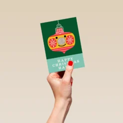 Pod Personalised Kids Christmas Editable Cute Bauble Face Card -Pod Shop F3005649 hand S