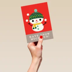 Pod Personalised Kids Christmas Editable Cute Snowman Card -Pod Shop F3005650 hand L