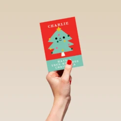 Pod Personalised Kids Editable Cute Christmas Tree Face Card 8 Pod Personalised Kids Editable Cute Christmas Tree Face Card -Pod Shop F3005652 hand S