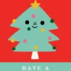 Pod Personalised Kids Editable Cute Christmas Tree Face Card