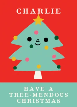 Pod Personalised Kids Editable Cute Christmas Tree Face Card