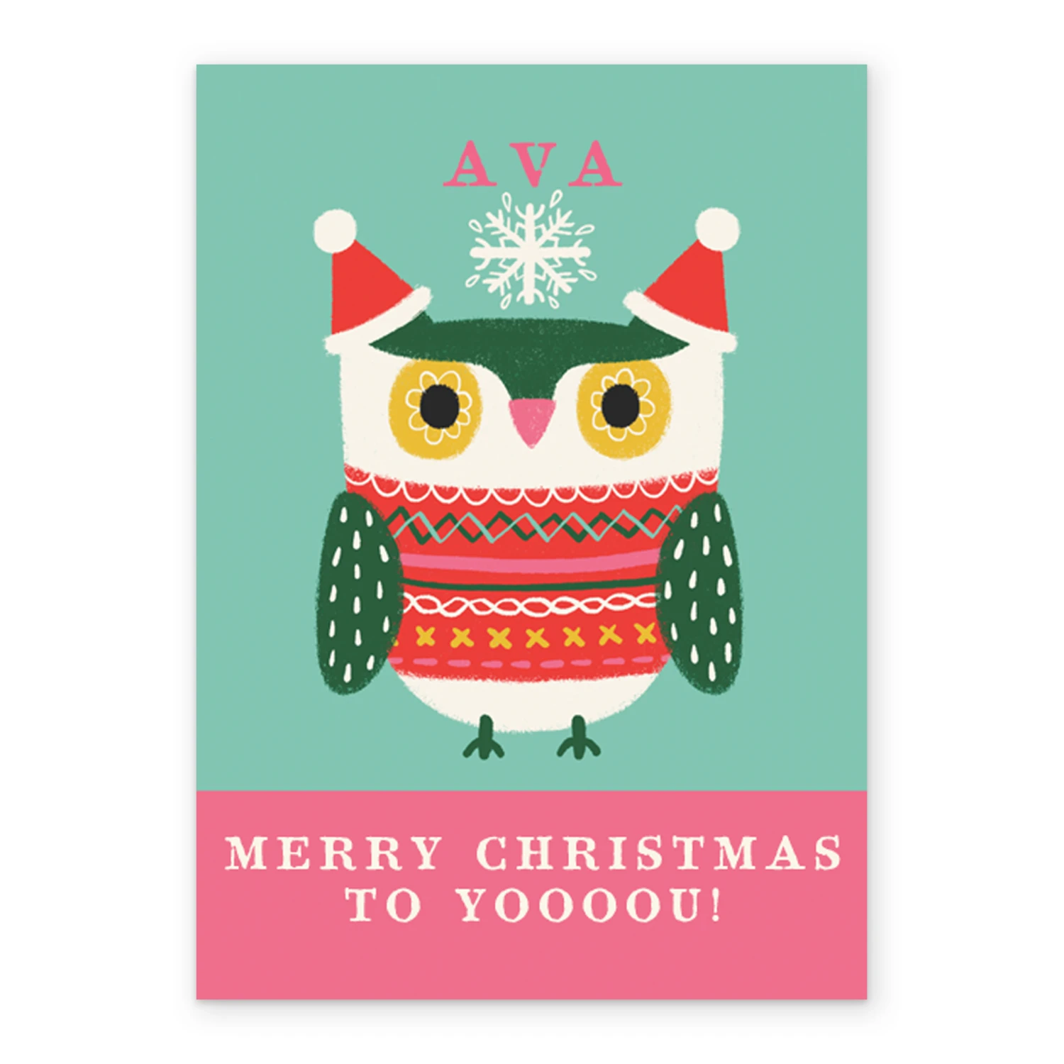 Pod Personalised Kids Editable Cute Owl Christmas Jumper Card 2 Pod Personalised Kids Editable Cute Owl Christmas Jumper Card - Image 2