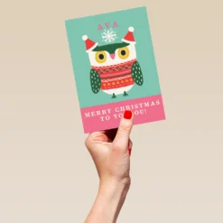 Pod Personalised Kids Editable Cute Owl Christmas Jumper Card 9 Pod Personalised Kids Editable Cute Owl Christmas Jumper Card -Pod Shop F3005653 hand L