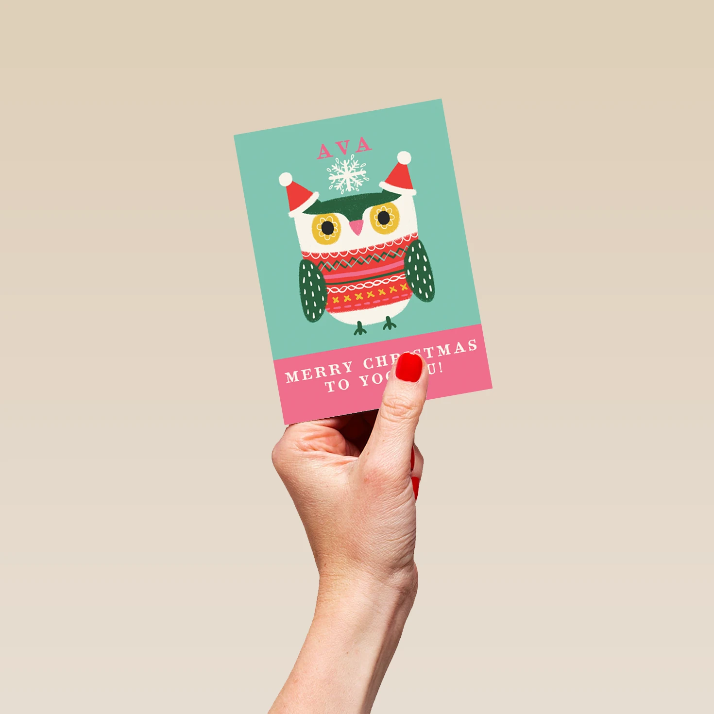 Pod Personalised Kids Editable Cute Owl Christmas Jumper Card 4 Pod Personalised Kids Editable Cute Owl Christmas Jumper Card - Image 4