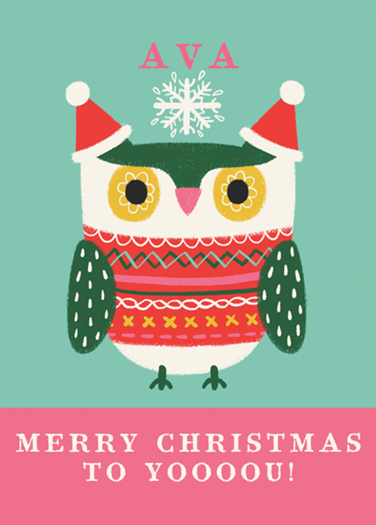 Pod Personalised Kids Editable Cute Owl Christmas Jumper Card 1 Pod Personalised Kids Editable Cute Owl Christmas Jumper Card