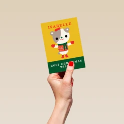 Pod Personalised Kids Editable Cute Bear Christmas Jumper Card -Pod Shop F3005656 hand S