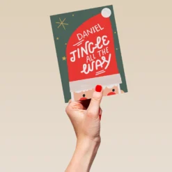 Pod Personalised Kids Christmas Editable Jingle All The Way Card -Pod Shop F3005682 hand L