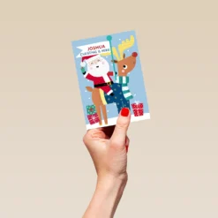 Pod Personalised Kids Christmas Editable Santa Reindeer Flag Card -Pod Shop F3005690 hand S