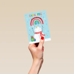 Pod Personalised Kids Christmas Snowman Rainbow Cute Card -Pod Shop F3005692 hand S