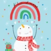 Pod Personalised Kids Christmas Snowman Rainbow Cute Card