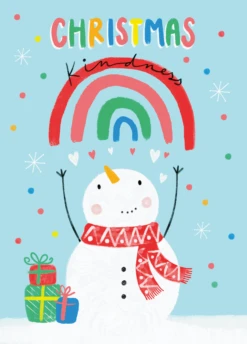 Pod Personalised Kids Christmas Snowman Rainbow Cute Card