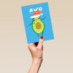 Pod Personalised Modern Christmas Quirky Avocado Santa Hat Card -Pod Shop F3005704 hand L