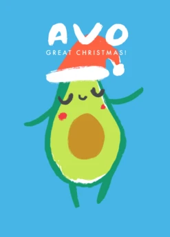 Pod Personalised Modern Christmas Quirky Avocado Santa Hat Card