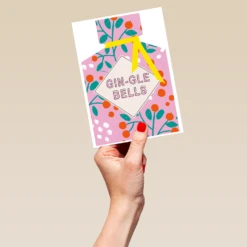 Pod Personalised Modern Christmas Floral Gin Bottle Gingle Bells Card 9 Pod Personalised Modern Christmas Floral Gin Bottle Gingle Bells Card -Pod Shop F3005722 hand L