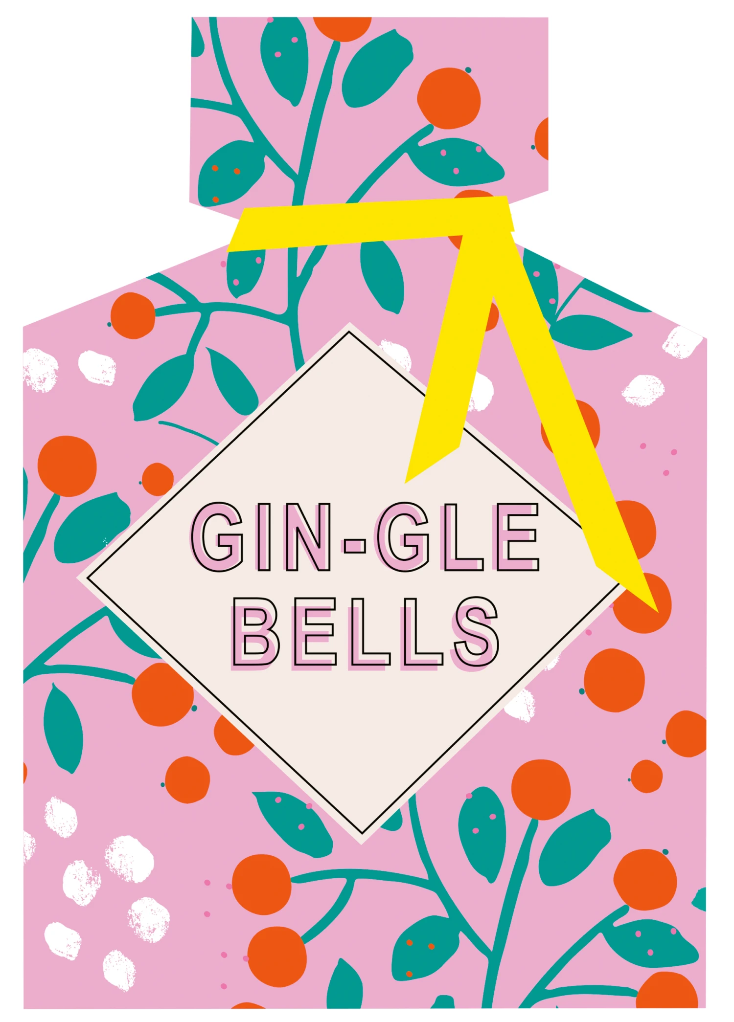 Pod Personalised Modern Christmas Floral Gin Bottle Gingle Bells Card 1 Pod Personalised Modern Christmas Floral Gin Bottle Gingle Bells Card
