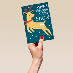 Pod Personalised Modern Christmas Illustrated Cute Reindeer Card -Pod Shop F3005724 hand L