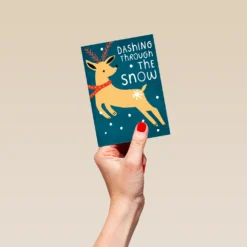 Pod Personalised Modern Christmas Illustrated Cute Reindeer Card -Pod Shop F3005724 hand S