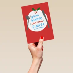 Pod Personalised Funny Illustrated 'Winner Winner Christmas Dinner' Card -Pod Shop F3005725 hand L