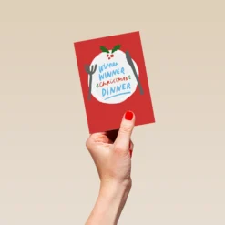 Pod Personalised Funny Illustrated 'Winner Winner Christmas Dinner' Card -Pod Shop F3005725 hand S
