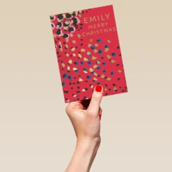 Pod Personalised Red & Gold Animal Print Christmas Card For Her -Pod Shop F3005726 hand L