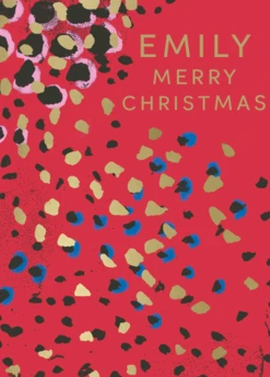 Pod Personalised Red & Gold Animal Print Christmas Card For Her