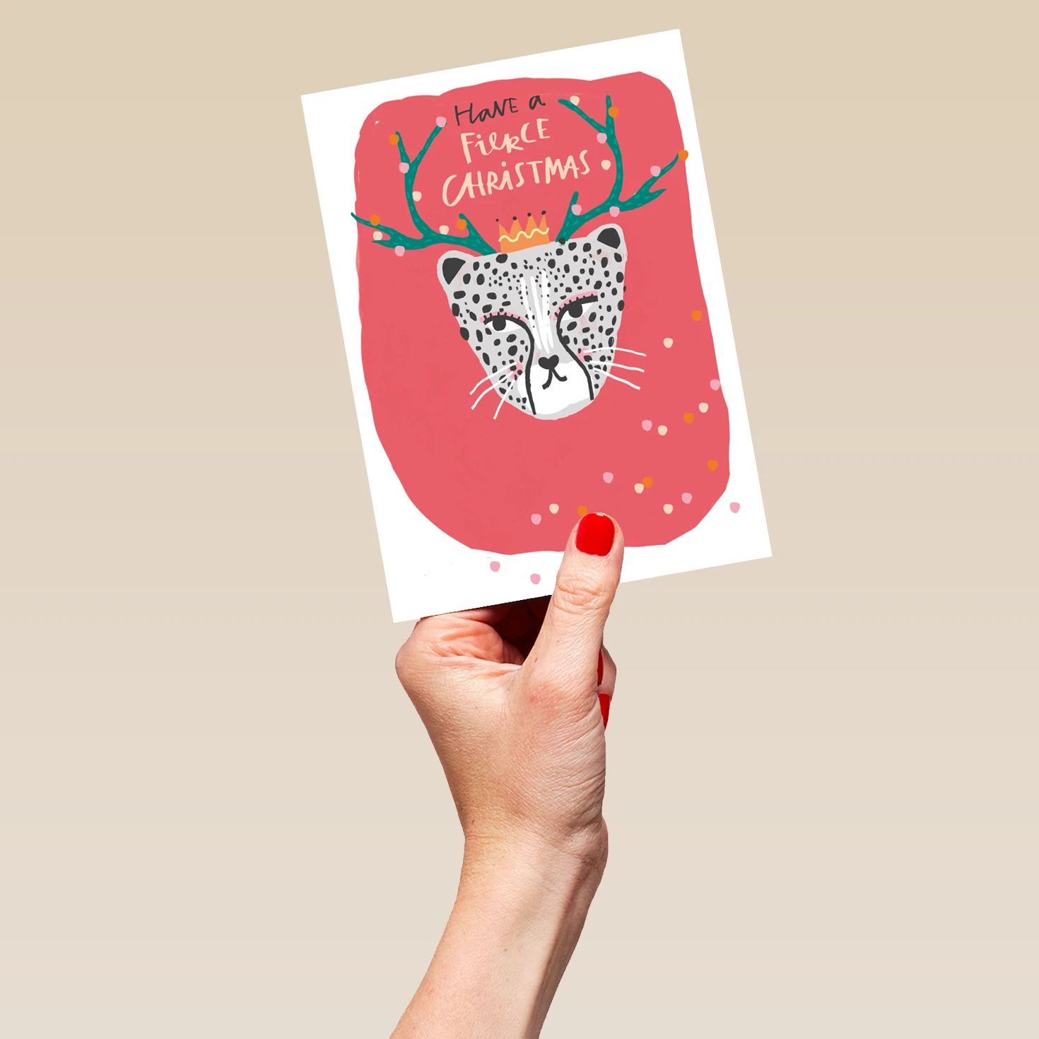 Pod Personalised Modern Christmas Quirky Cheetah With Antlers Card 5 Pod Personalised Modern Christmas Quirky Cheetah With Antlers Card - Image 5