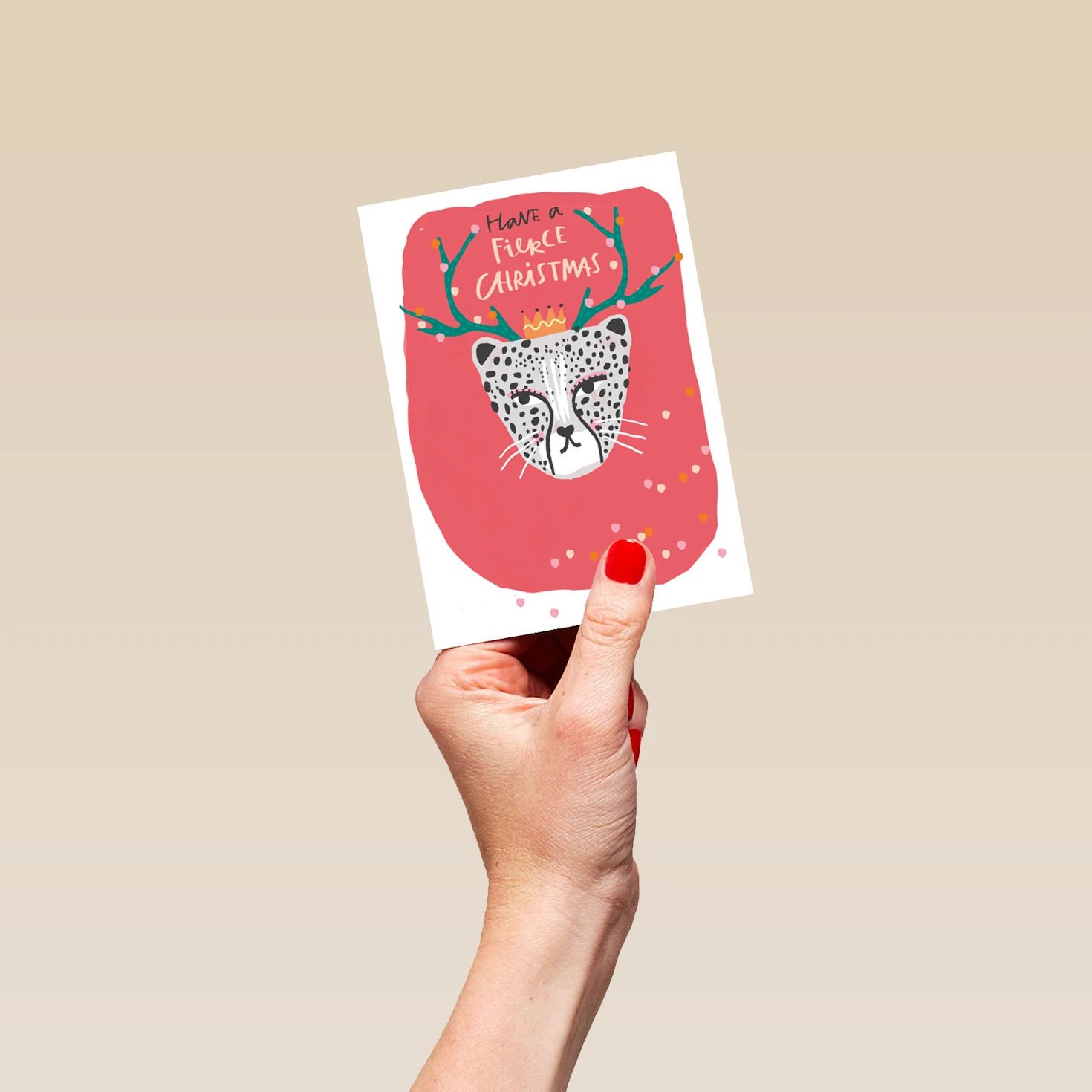 Pod Personalised Modern Christmas Quirky Cheetah With Antlers Card 4 Pod Personalised Modern Christmas Quirky Cheetah With Antlers Card - Image 4