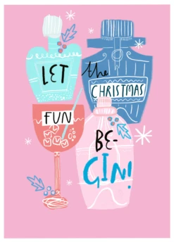 Pod Personalised Modern Christmas Bottles Let The Fun Be Gin Card
