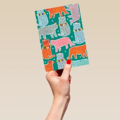 Pod Personalised Modern Colourful Christmas Cats Card 9 Pod Personalised Modern Colourful Christmas Cats Card -Pod Shop F3005734 hand L