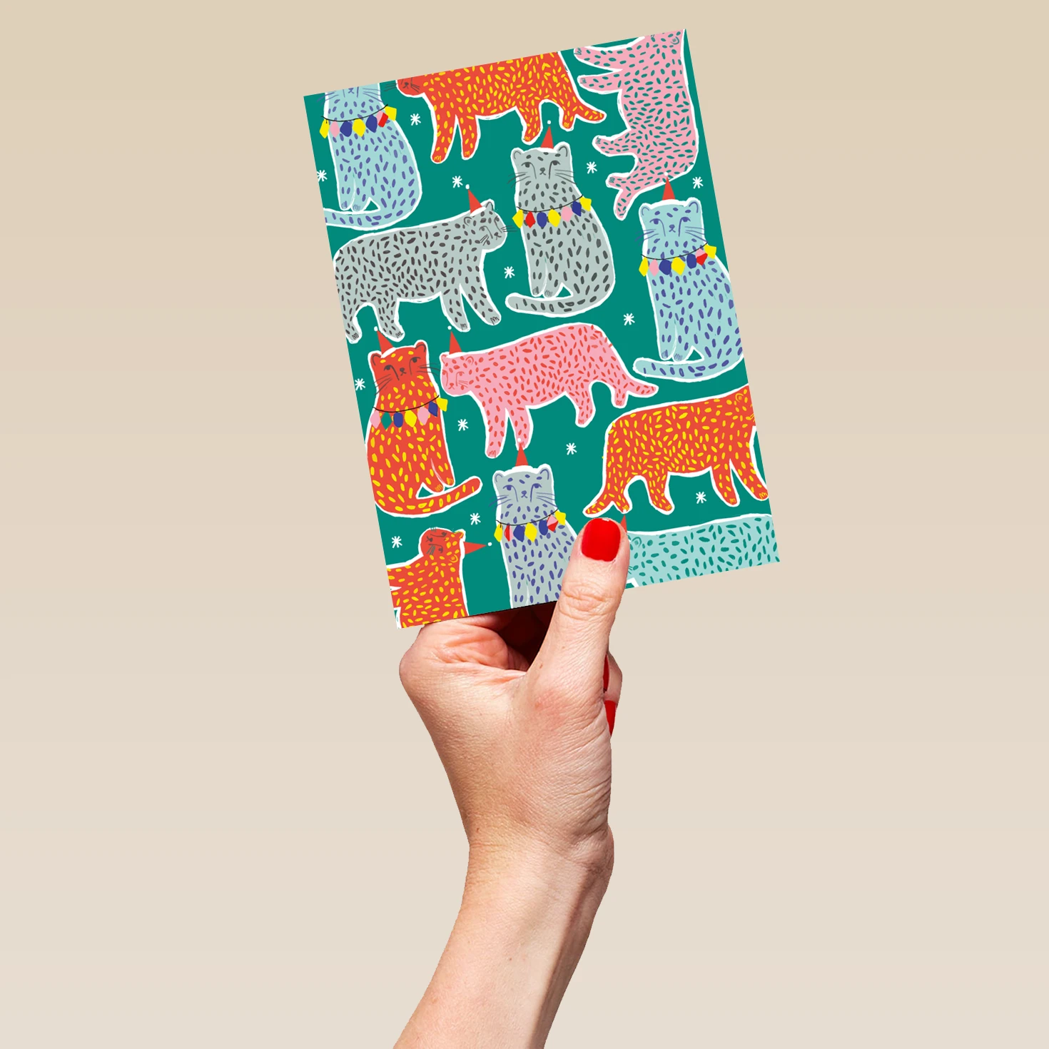 Pod Personalised Modern Colourful Christmas Cats Card 5 Pod Personalised Modern Colourful Christmas Cats Card - Image 5