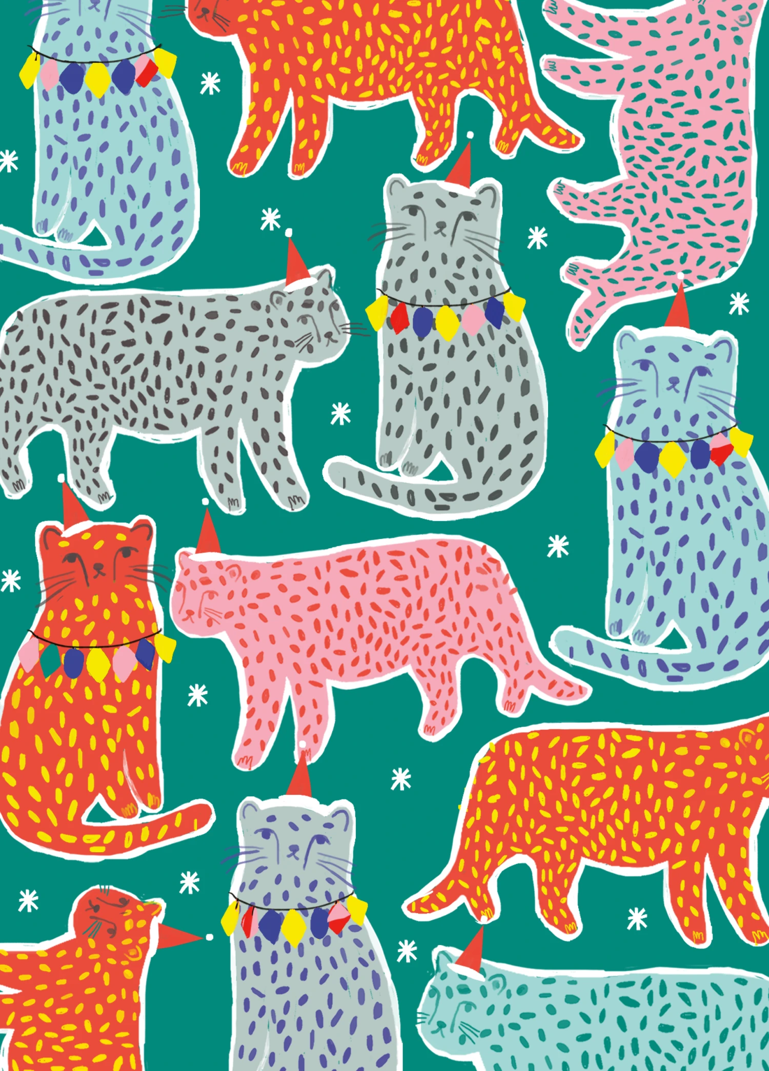 Pod Personalised Modern Colourful Christmas Cats Card 1 Pod Personalised Modern Colourful Christmas Cats Card