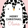 Pod Personalised Cute Christmas Kids Dotty Penguin Card