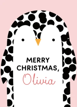 Pod Personalised Cute Christmas Kids Dotty Penguin Card