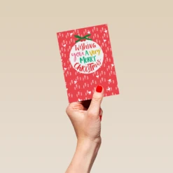Pod Personalised Classic Christmas Text-Based Merry Bauble Card -Pod Shop F3005746 hand S