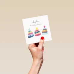 Pod Personalised Modern Woolly Hats Christmas Card -Pod Shop F3005748 hand S