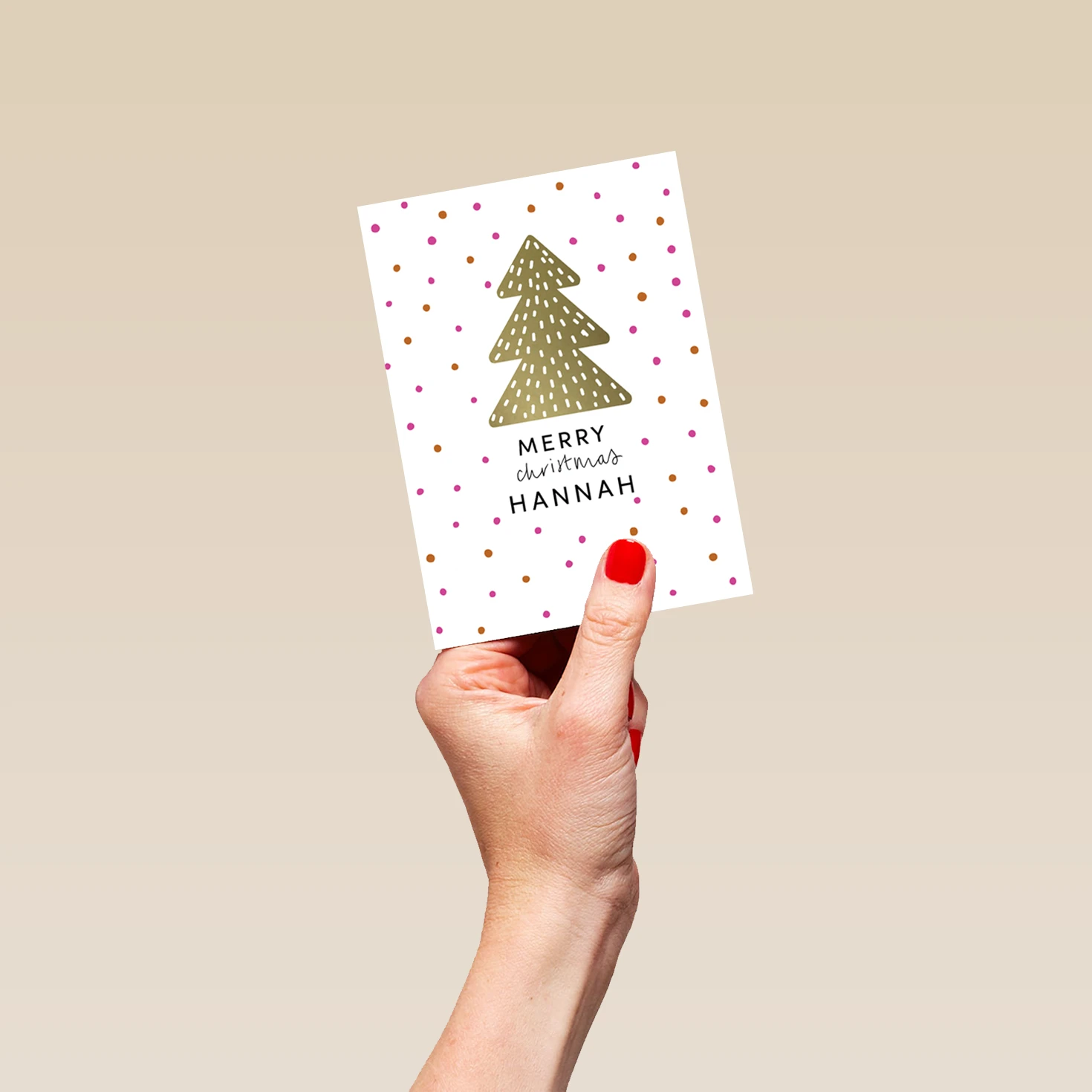 Pod Personalised Kids Gold Tree & Polka Dots Christmas Card 4 Pod Personalised Kids Gold Tree & Polka Dots Christmas Card - Image 4