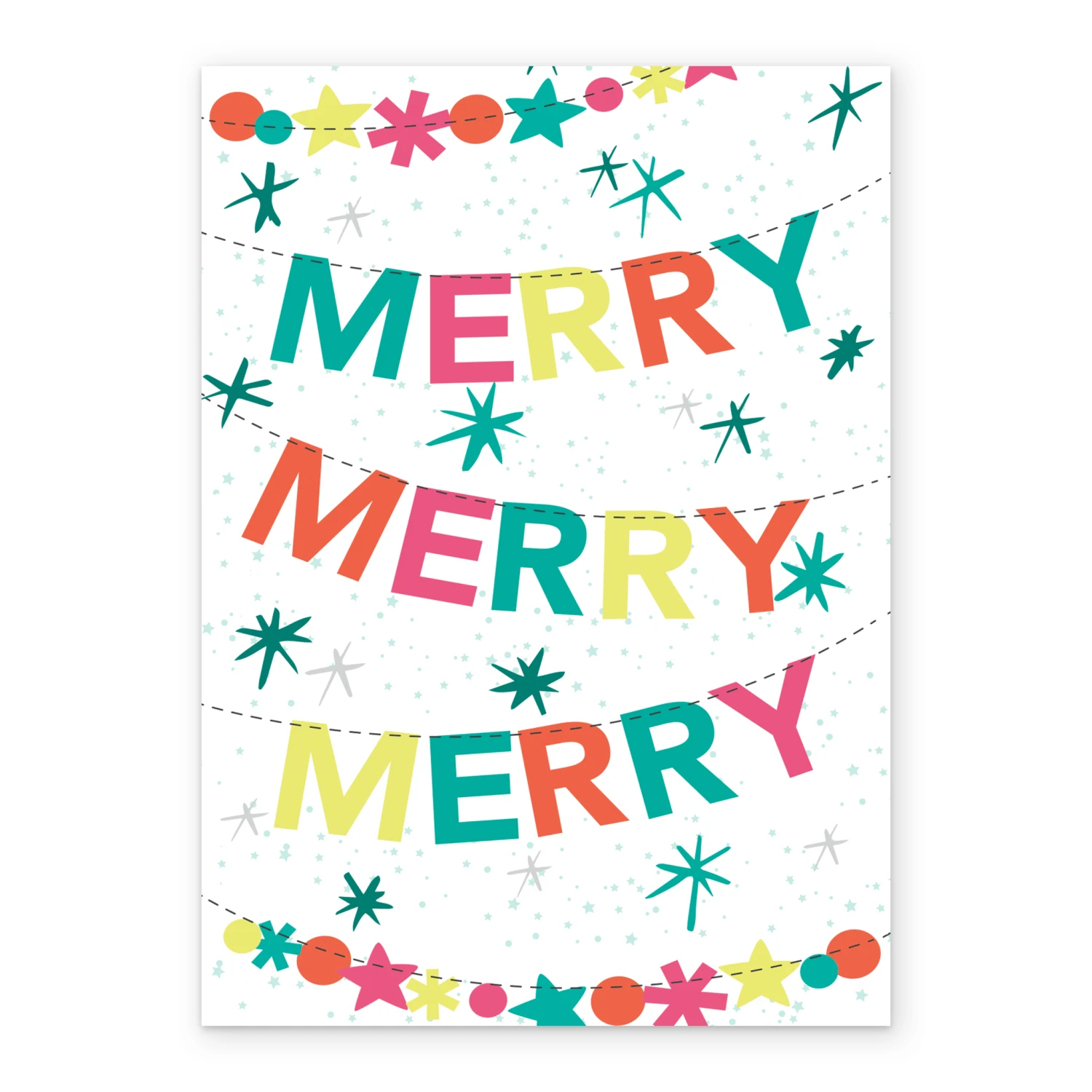 Pod Personalised Modern Christmas Colourful Merry Xmas Bunting Card 2 Pod Personalised Modern Christmas Colourful Merry Xmas Bunting Card - Image 2