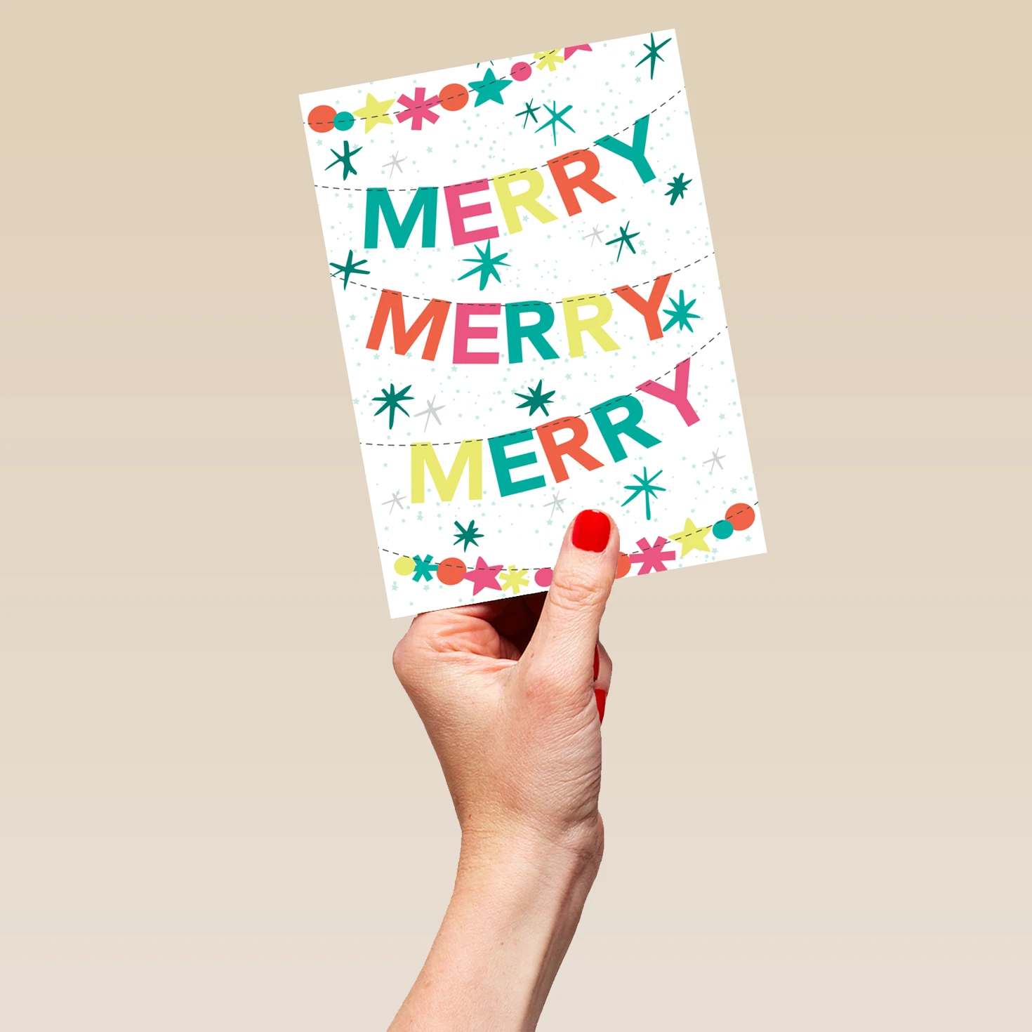Pod Personalised Modern Christmas Colourful Merry Xmas Bunting Card 5 Pod Personalised Modern Christmas Colourful Merry Xmas Bunting Card - Image 5