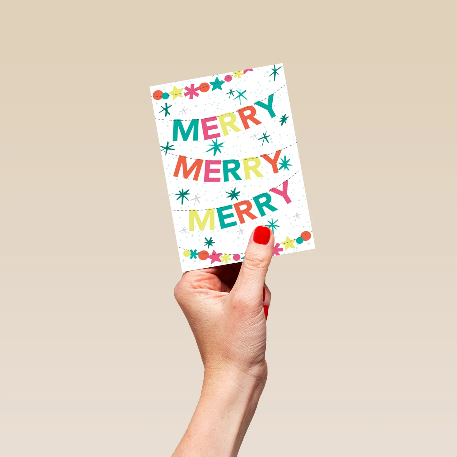 Pod Personalised Modern Christmas Colourful Merry Xmas Bunting Card 4 Pod Personalised Modern Christmas Colourful Merry Xmas Bunting Card - Image 4