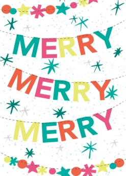 Pod Personalised Modern Christmas Colourful Merry Xmas Bunting Card