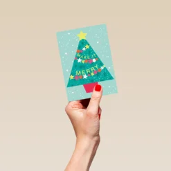 Pod Personalised Modern Christmas Fun Festive Tree Card -Pod Shop F3005908 hand S