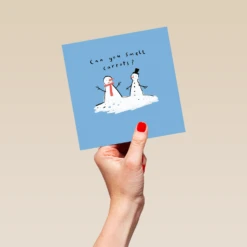 Pod Personalised Funny Christmas Snowmen Can You Smell Carrots Card -Pod Shop F3005910 hand L