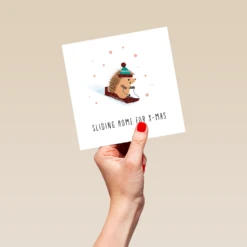 Pod Personalised Cute Hedgehog Skis Sliding Home For Christmas Card 9 Pod Personalised Cute Hedgehog Skis Sliding Home For Christmas Card -Pod Shop F3005912 hand L