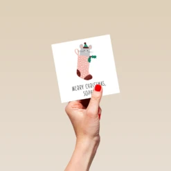 Pod Personalised Cute Editable Mouse Stocking Christmas Card -Pod Shop F3005913 hand S