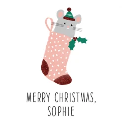 Pod Personalised Cute Editable Mouse Stocking Christmas Card