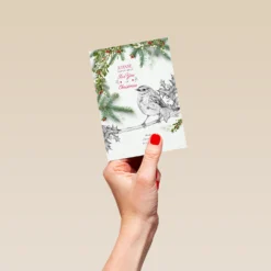 Pod Personalised & Editable Robin With Holly Tree Christmas Card -Pod Shop F3005924 hand S