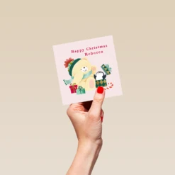 Pod Personalised Kids Cute Forever Friends Penguin Christmas Card -Pod Shop F3005929 hand S
