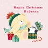 Pod Personalised Kids Cute Forever Friends Penguin Christmas Card